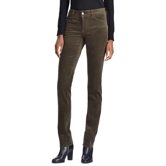 Chaps Dark Green Corduroy Mid Rise Straight Leg Pant - Picture 1 of 6